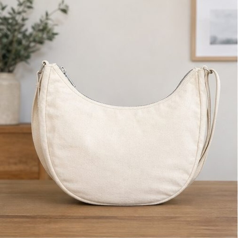 Cream Canvas Crossbody Bag